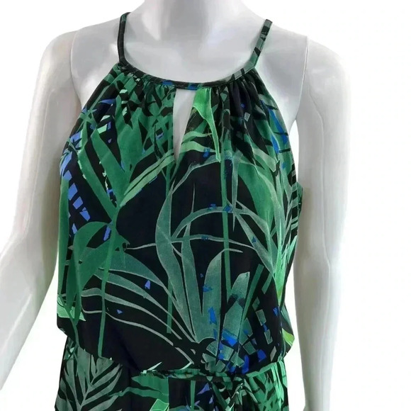 London Times Jumpsuit Romper 6 Tropical Botanical Palm Print Beach Vacation - Picture 3 of 16